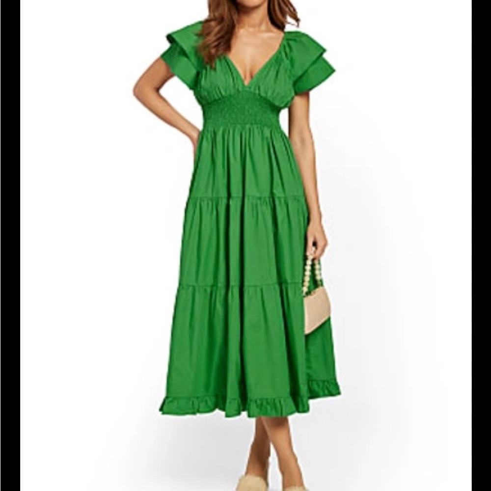 NWT Green Maxi Poplin Dress